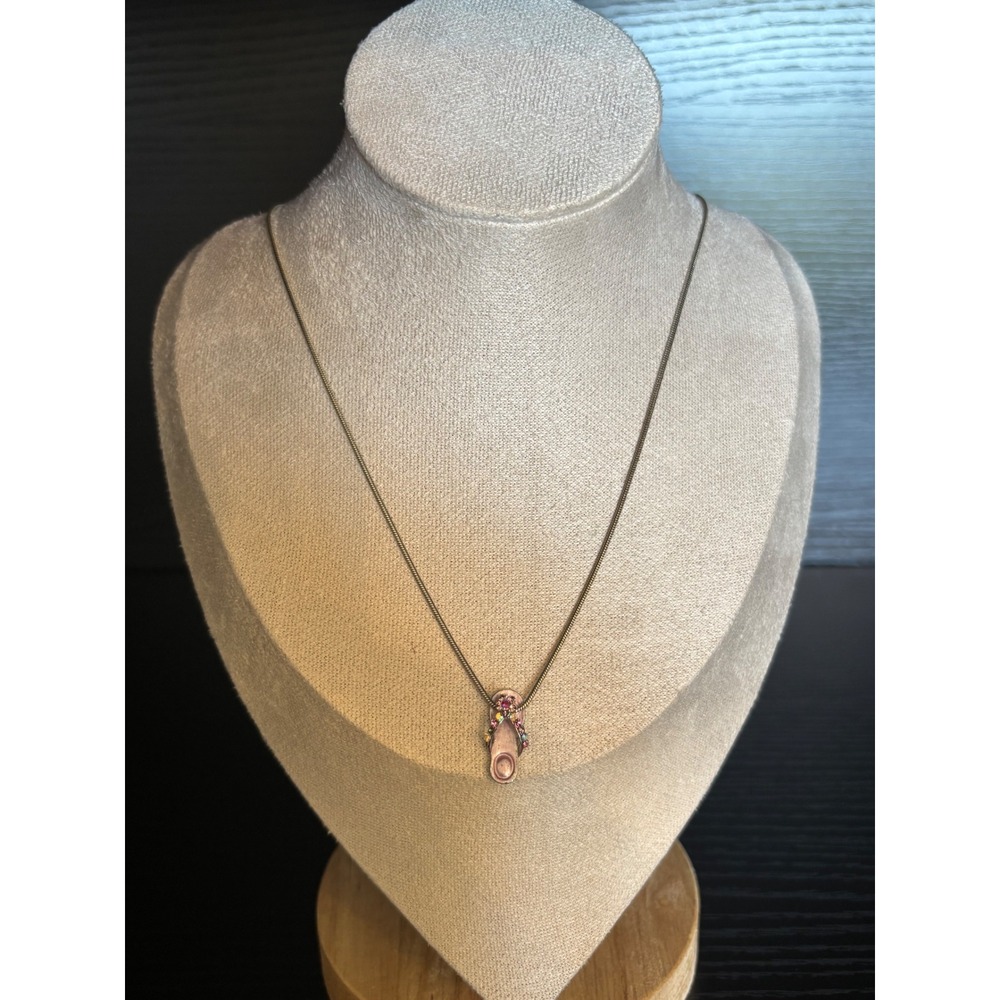 Pink Flip Flop Pendant Necklace Rhinestone Sandal Beach Summer Jewelry 18 Inch
